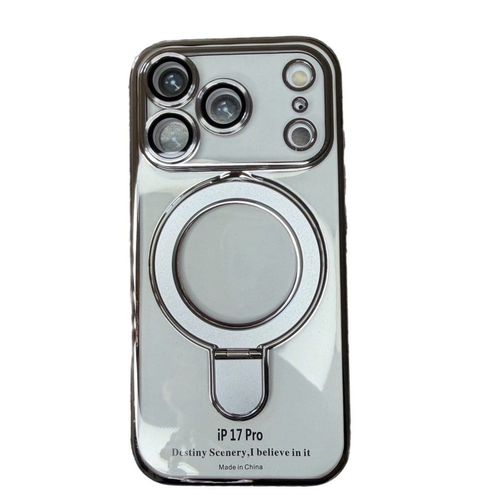 Silver Mirror iPhone 17 Pro Case with Ring Stand